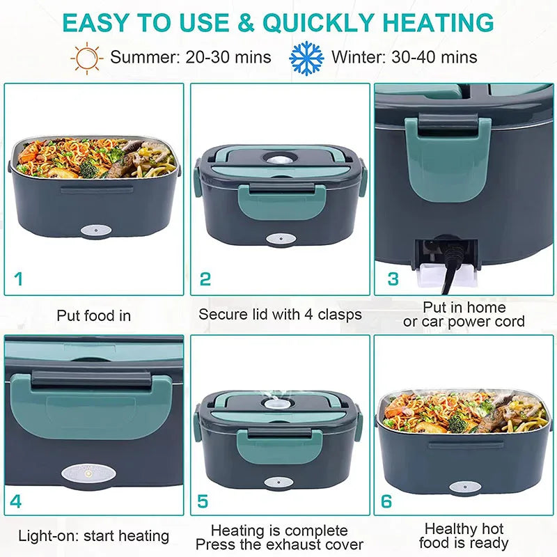 Boîte Repas Électrique Chauffante 1.5 L – 60W | Pour Voiture & Maison – Étanche & Pratique